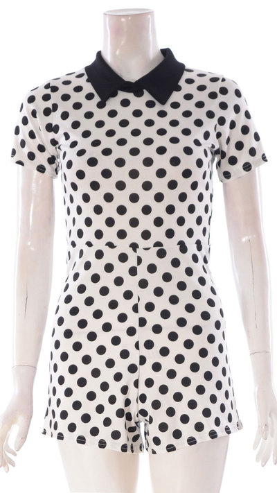 Polka dot Peterpan collar romper