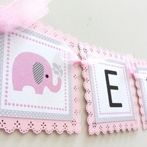 Pink Elephant Party Banner for Kids Birthday or Baby Shower