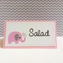 Pink Elephant Food Tent Cards or Place Cards, Personalized-2