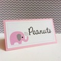 Pink Elephant Food Tent Cards or Place Cards, Personalized-3