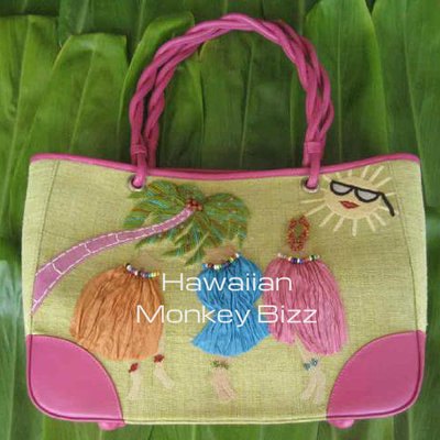 "hula bag" (tan/green) - designer island bag