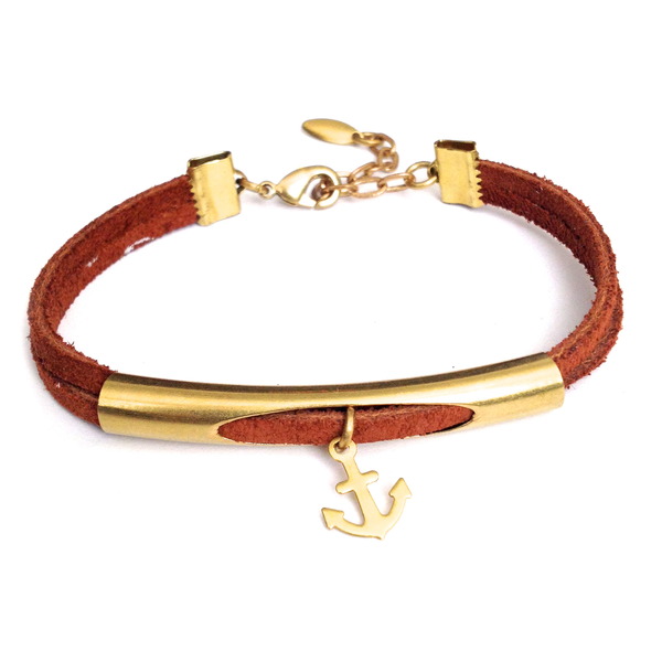 Charmed Leather Bracelet Anchor