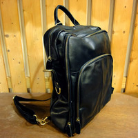 Mini Black Leather Backpack - Thumbnail 2