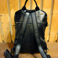 Mini Black Leather Backpack - Thumbnail 1