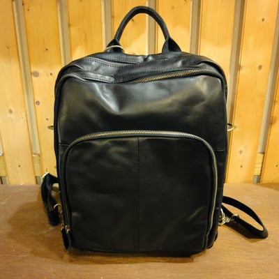 Mini black leather backpack