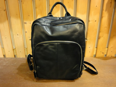 Mini Black Leather Backpack