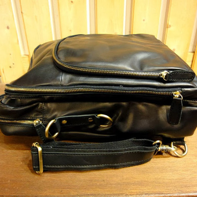 Mini black leather backpack