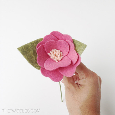 Mini poppy inspired felt flower - double layer