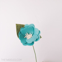 Poppy Inspired Felt Flower - Medium, Double Layer - Thumbnail 1