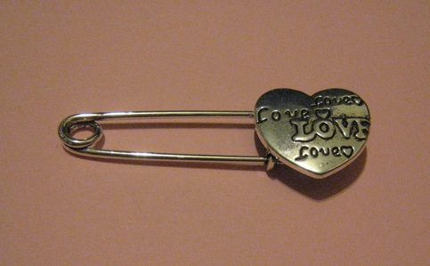Silvered Heart Brooch
