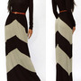 Long Sleeve Chevron Maxi W/Belt - Thumbnail 3