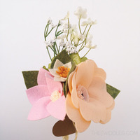 *Ready to Ship* Mini Peach & Pink Felt Flower Bouquet - Thumbnail 1