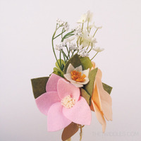 *Ready to Ship* Mini Peach & Pink Felt Flower Bouquet - Thumbnail 2