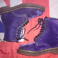 VINTAGE Vegan Purple Crushed Velvet Dr Doc Martens - Hippy - UK 4*EU 37*USL 6