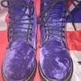 VINTAGE Vegan Purple Crushed Velvet Dr Doc Martens - Hippy - UK 4*EU 37*USL 6-1
