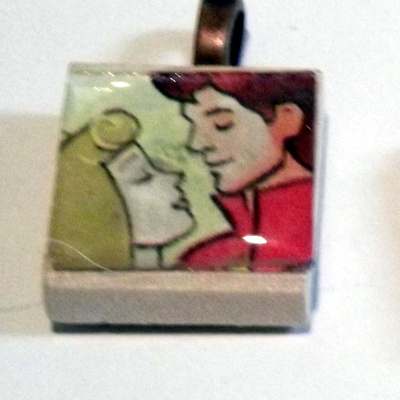 Sleeping beauty & prince charming scrabble pendant