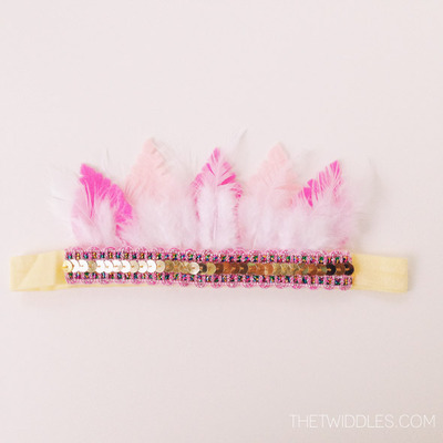 Felt feather crown - pink & yellow's
