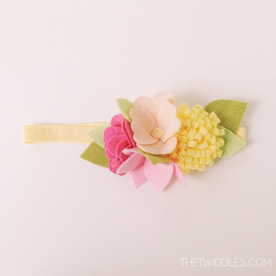 Felt flower cluster crown - pink & yellow's