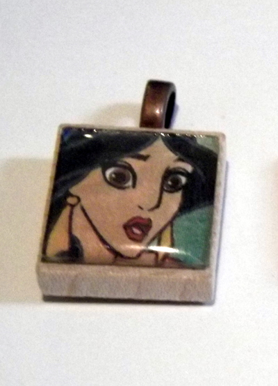 Jasmine scrabble pendant