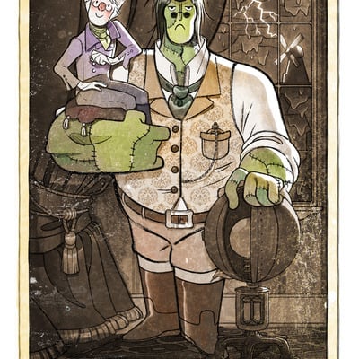 Frankenstein (and friend) medium print