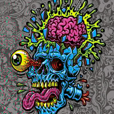 Skull blast print 18x24 poster (signed) - Thumbnail 4
