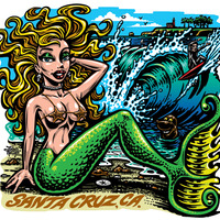 Jimbo Phillips MERMAID full color shaped vinyl sticker - Thumbnail 1