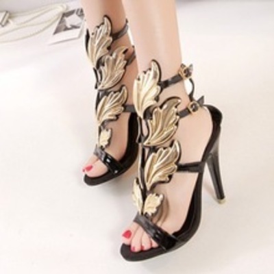 Gold leaf stiletto heel