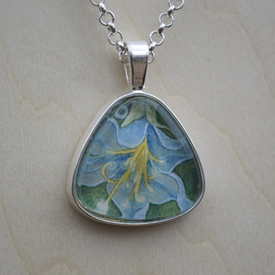 Ooak watercolor pendant "bluebell"