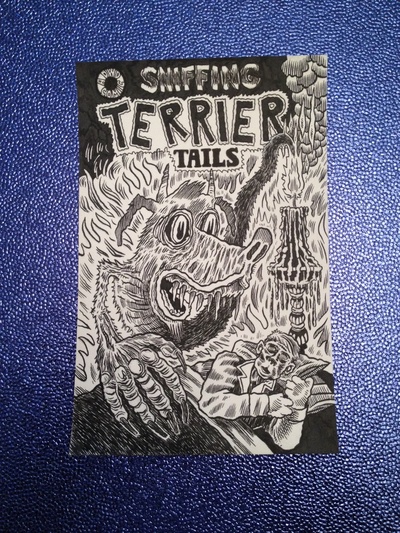 Sniffing Terrier Tails Original Comic Art
