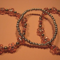 Pink Flower Acrylic Stretch Bracelets