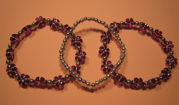 Purple Flower Acrylic Stretch Bracelets
