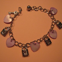 Purple Shell Heart Charm Bracelet
