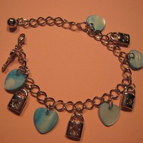 Blue Shell Heart Charm Bracelet