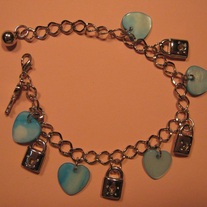 Blue Shell Heart Charm Bracelet