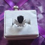 Black Sapphire with white Topaz White Gold Plated Size: 7.5-2