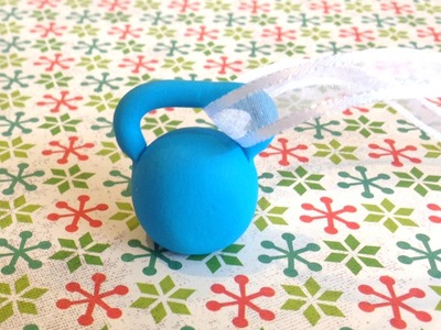 Blue kettlebell ornament
