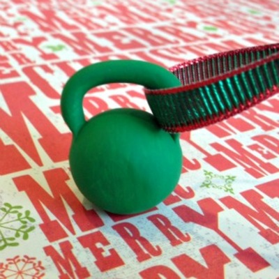 Green kettlebell ornament