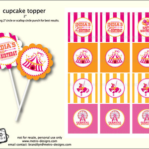 Circus or Carnival Cupcake Toppers - Thumbnail 2