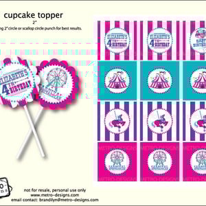Circus or Carnival Cupcake Toppers - Thumbnail 3