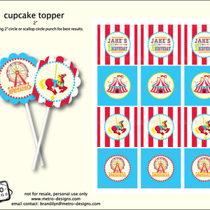 Circus or Carnival Cupcake Toppers - Thumbnail 4