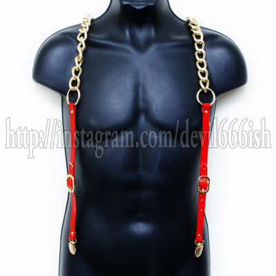heavy chain leather suspenders