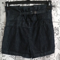 high waist denim shorts - Thumbnail 1