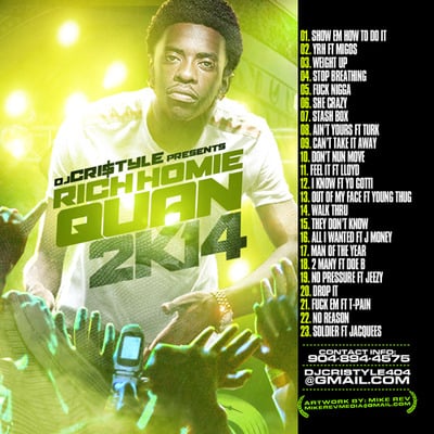Dj cristyle & rich homie quan - '2k14' rap hip hop mixtape (mix cd)
