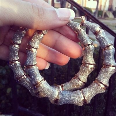 Glitter & gold bamboo hoops