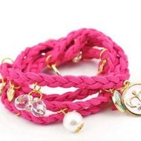 Pink Leather Charm Wrap