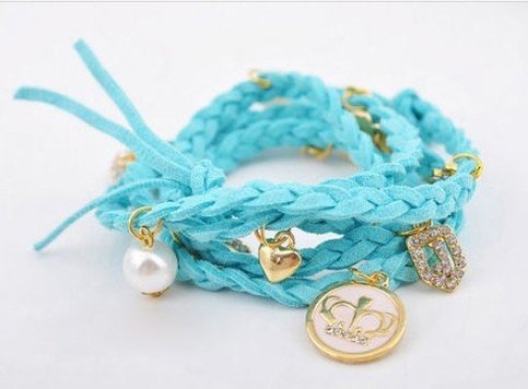 Turquiose Leather Charm Wrap