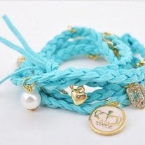 Turquiose Leather Charm Wrap
