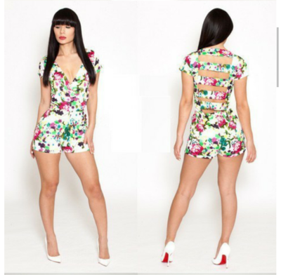 Vintage print short  set