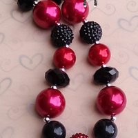 Chunky Rainbow Purple Sherbert & Lady Bug Inspired Pearl Necklaces Perfect Photo Props for Girls - Thumbnail 2