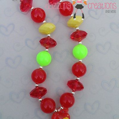 Apple chunky necklaces perfect photo props for girls/bubblegum beads/girls jewelry